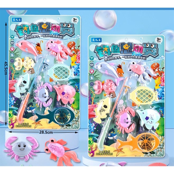 Vỉ đồ chơi câu cá kèm cua màu pastel 165