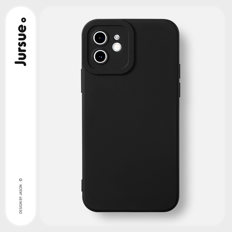 Ốp lưng JURSUE mềm chống bẩn chống sốc viền vuông màu đen Cho iPhone 15 14 13 12 11 Pro Max SE 2020 X XR XS 8 7 ip 6S 6 Plus YCS8
