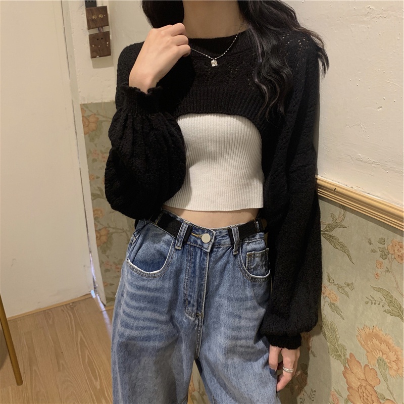 Áo dệt kim XINLANYASHE tay dài dáng rộng phong cách Hàn Quốc cá tính cho nữ