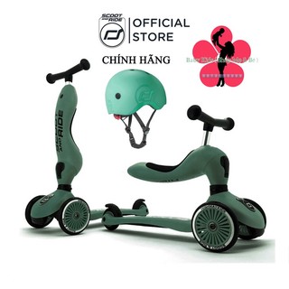 Combo xe Highwaykick 1 và Mũ bảo hiểm size S - SCOOT AND RIDE xe chòi chân, xe scooter ( màu Forest )