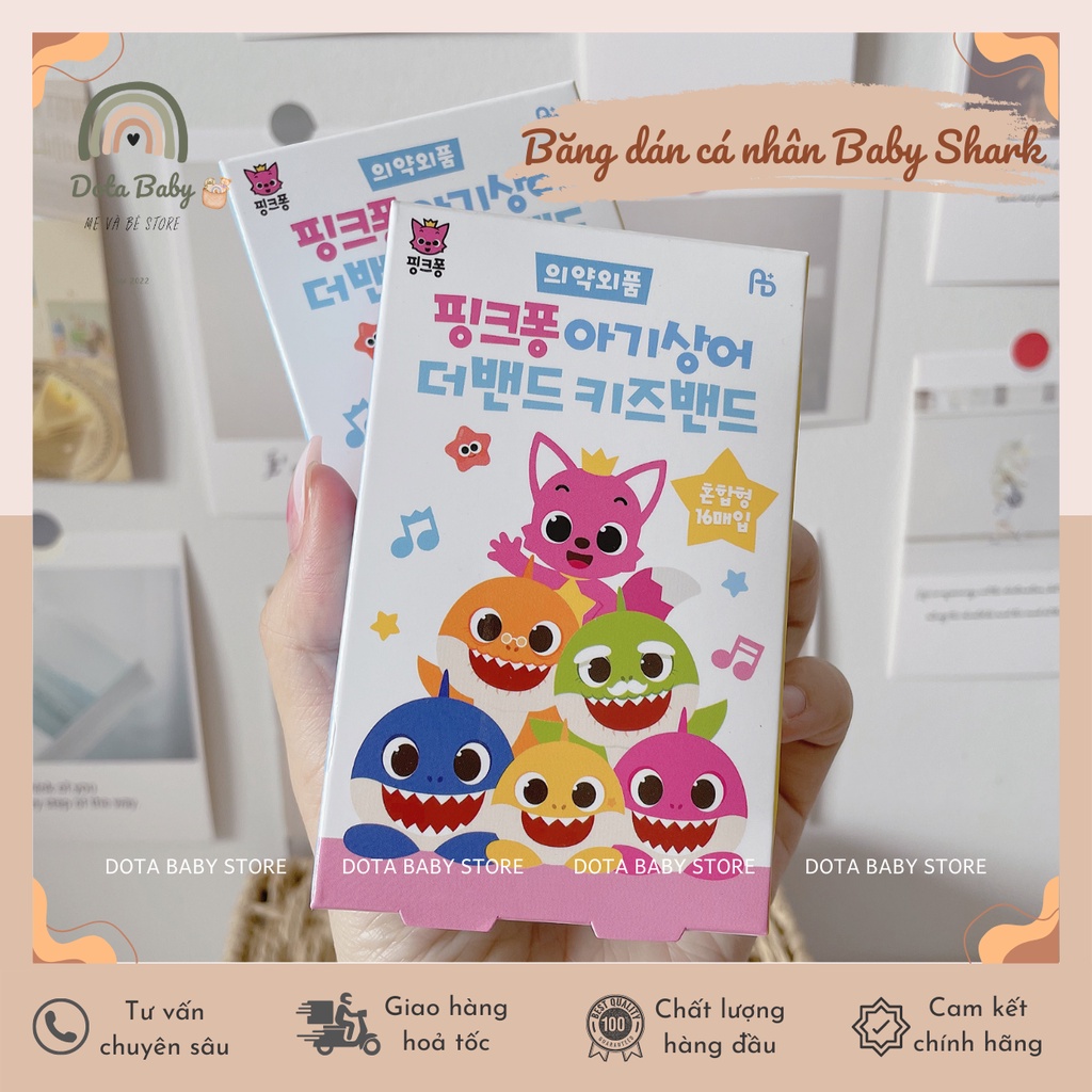 (Made In KOREA) Băng Keo Cá Nhân Cho Bé Pinkfong Hộp 16 Miếng
