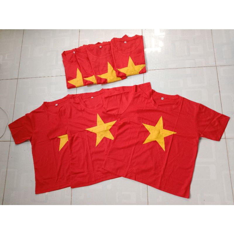 Áo thun cờ đỏ sao vàng bé trai bé gái size 4, 5, 6