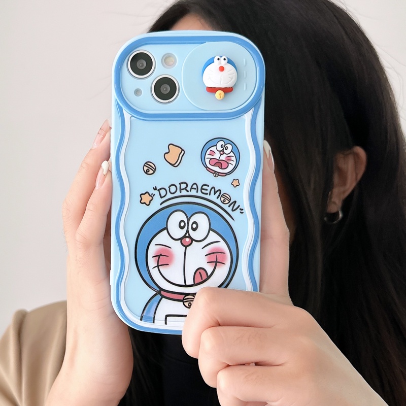 Ốp Điện Thoại Silicon Có Nắp Trượt Hình Doraemon Cho iPhone 12 13 11 PRO MAX XR 11 12 PRO 13 PRO MAX14 14 PRO
