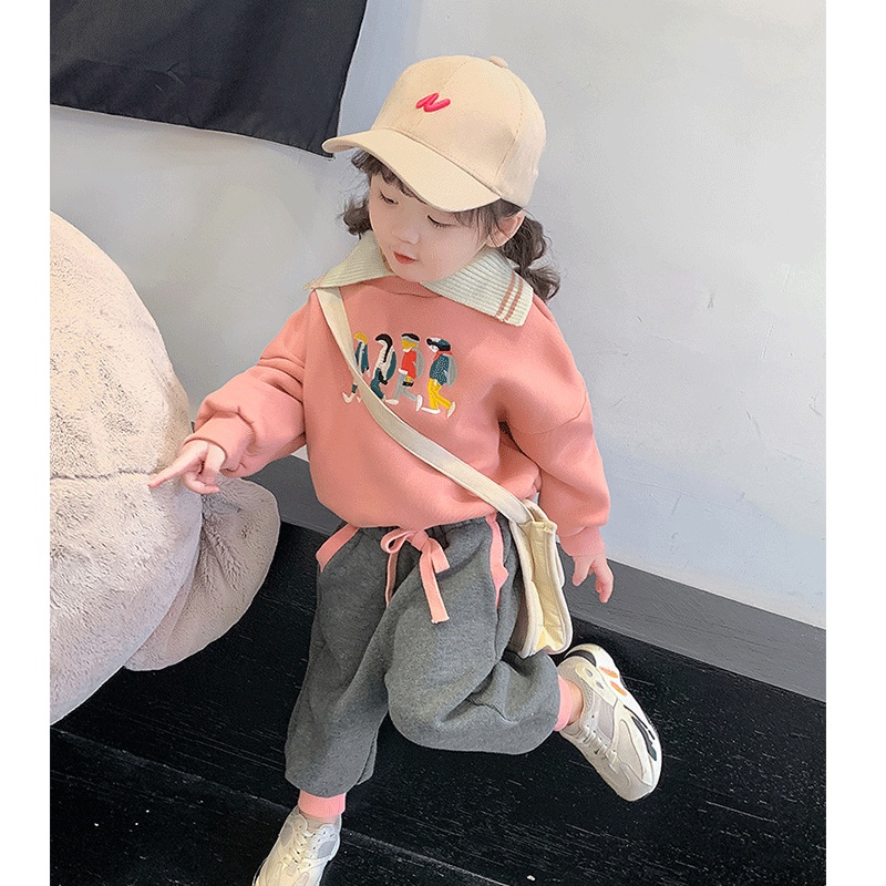 Áo Sweater Cổ Polo Dáng Rộng In Họa Tiết Hoạt Hình Kiểu Hàn Quốc Thời Trang Cho Bé Trai Và Gái