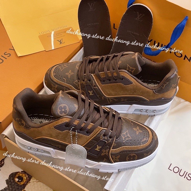 GIÀY L’V WHITE BROWN DA LỘN LAI AU SC BẢN MỚI NHẤT [ Full Box + Free Ship ]