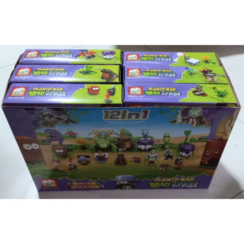 Bộ Lắp Ráp, Xếp Hình Plant & Zom.bie, Trồng Cây Vs Quái Vật, Hộp Size 14cm, 40+ PCS