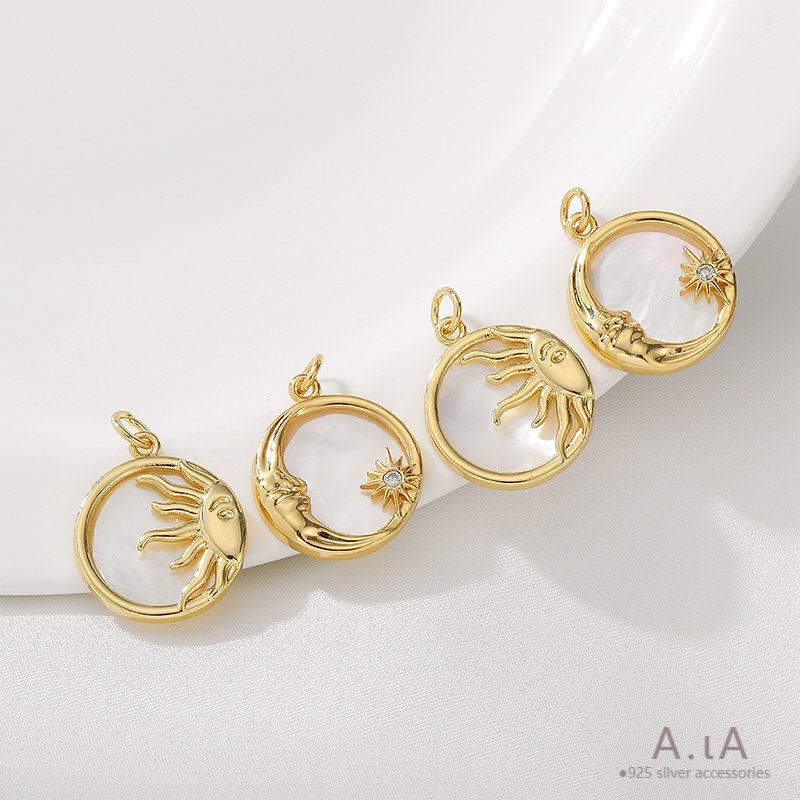 █A.ιA゜14K Vàng●1 Vật Dụng°Dây Chuyền Vàng 18k Mặt Hình Vỏ Sò / Mặt Trời / Mặt Trăng / Mặt Trời Phong Cách Cổ Điển Độc Đáo diy