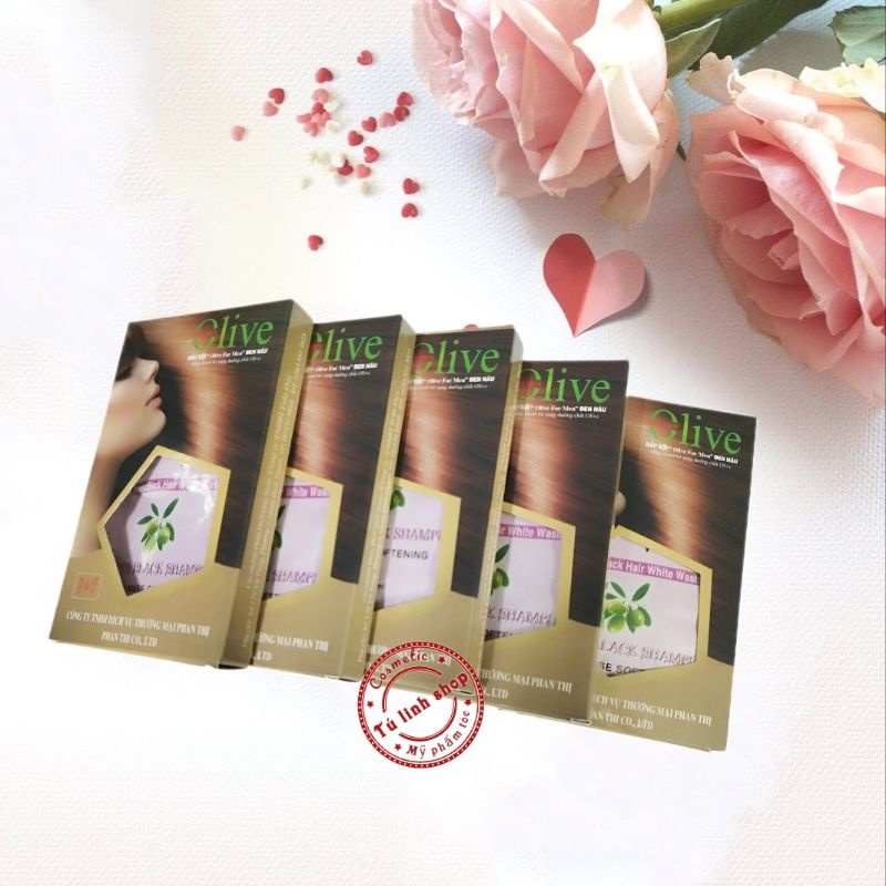 Dầu gội là nâu tóc Olive, dầu gội giữ màu nâu đen tự nhiên tinh chất Olive thiên nhiên hộp 25ml