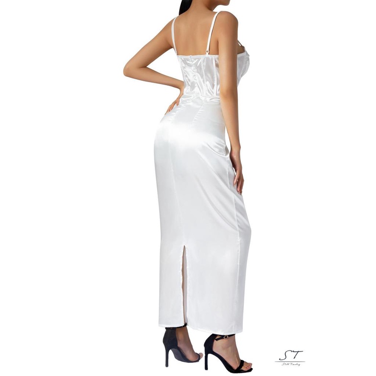 Đầm Dài Hai Dây Ôm Dáng Bằng Vải Satin Màu Sắc Trơn Dành Cho Nữ CY03