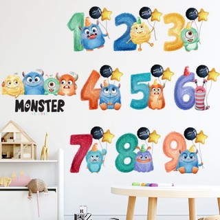 Decal dán tường Hàn Quốc mẫu Số đếm monster cho bé (50*72cm)