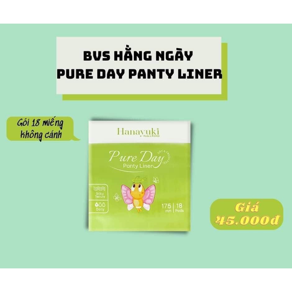 Băng vệ sinh hằng ngày Hanayuki Pure Day Panty Liner 18 miếng chính hãng - Hanayuki Beauty Clinic