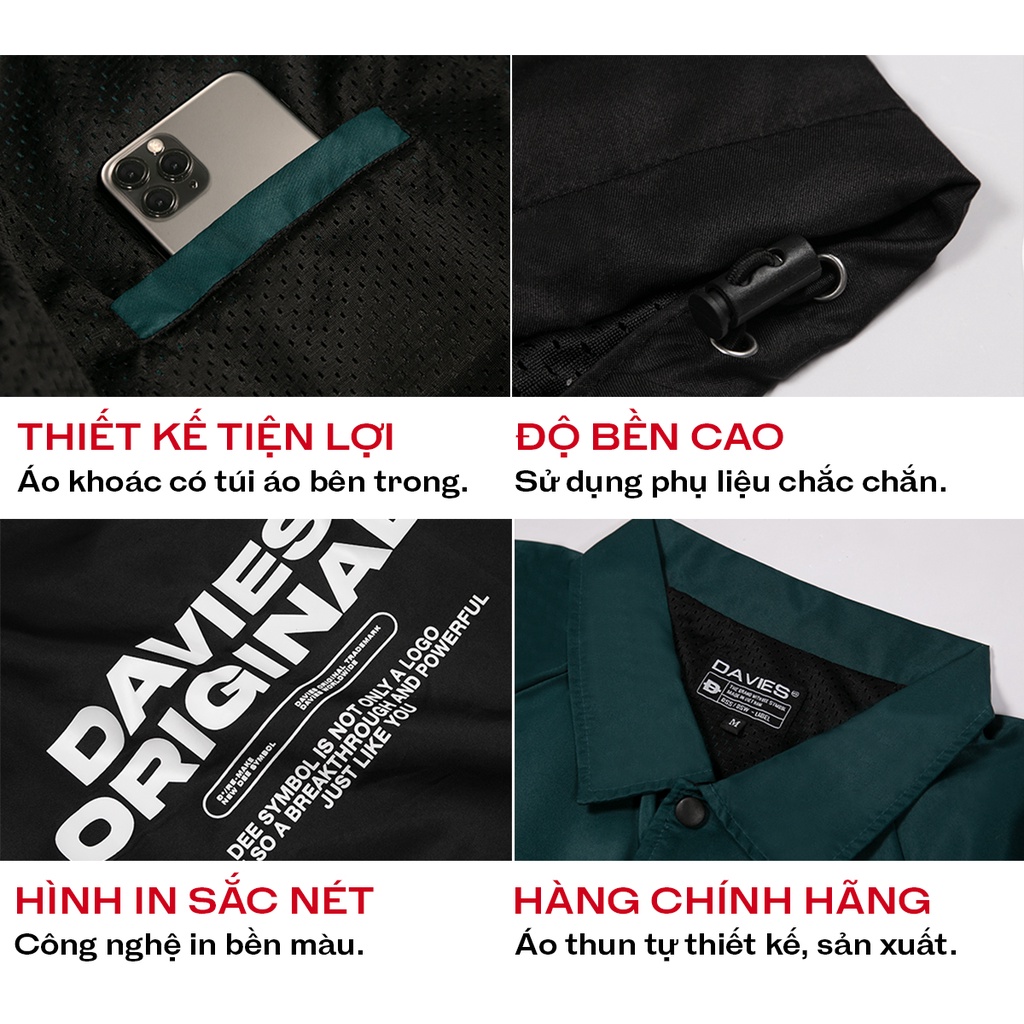 Áo khoác dù nam nữ form rộng basic jacket local brand DAVIES| D29-AK2