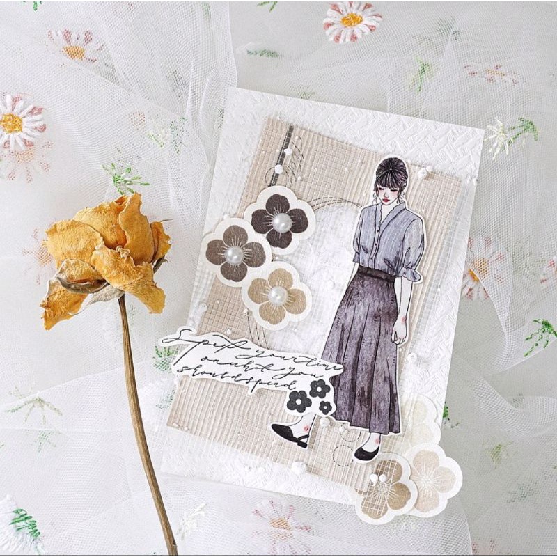 Krisna.room ♡ Jenny Studio- Hộp 40 tờ giấy note hoa trang trí sổ