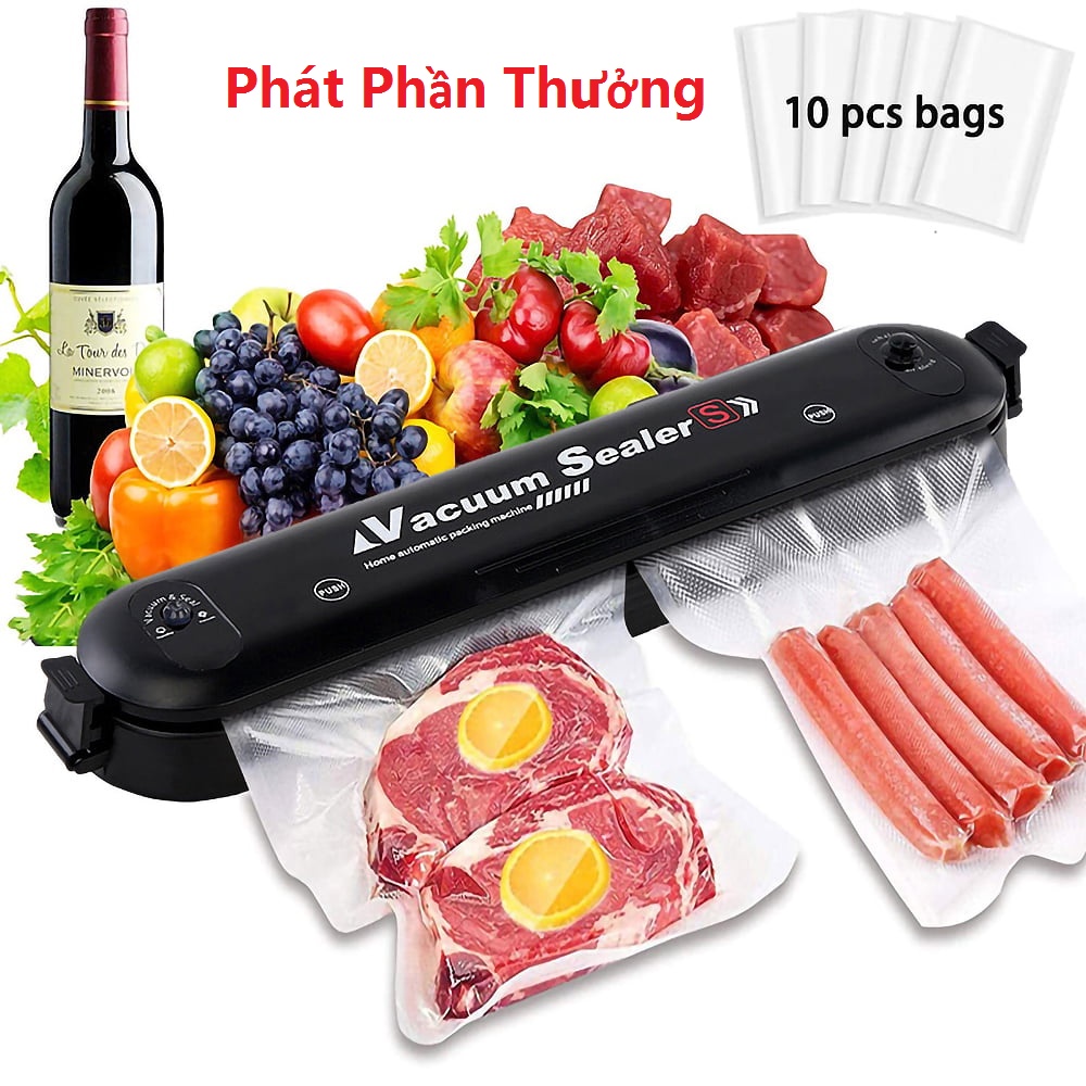 ( Tặng 10 túi hút ) Máy Hút Chân Không chân không Thực phẩm gia đình, Mini Vacuum Sealer Bảo Quản Thực Phẩm