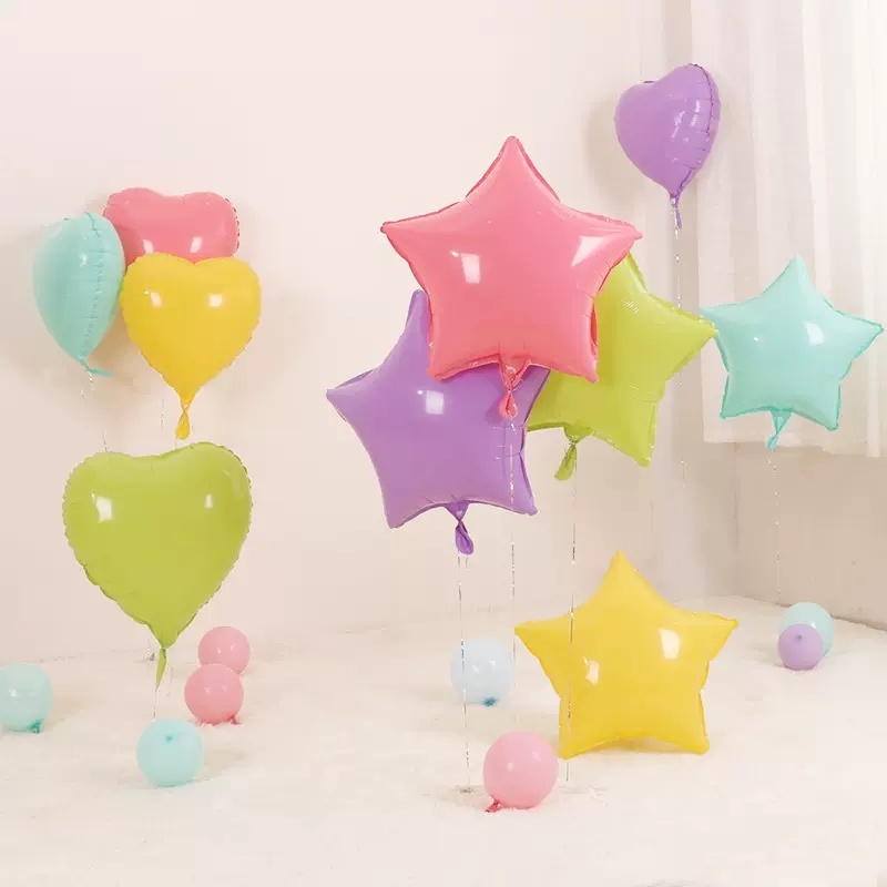 Set 5 Bong Bóng Màng Nhôm Hình Ngôi Sao Năm Cánh Kích Thước 18 Inch Làm Phông Nền Sinh Nhật Cho Bé