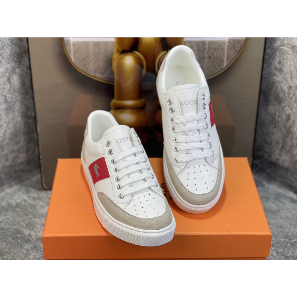 Giày nam Lacoste da thật, Chất liệu cao cấp From dáng đẹp,dễ phối đồ - Đế làm từ cao su đúc đi êm chân