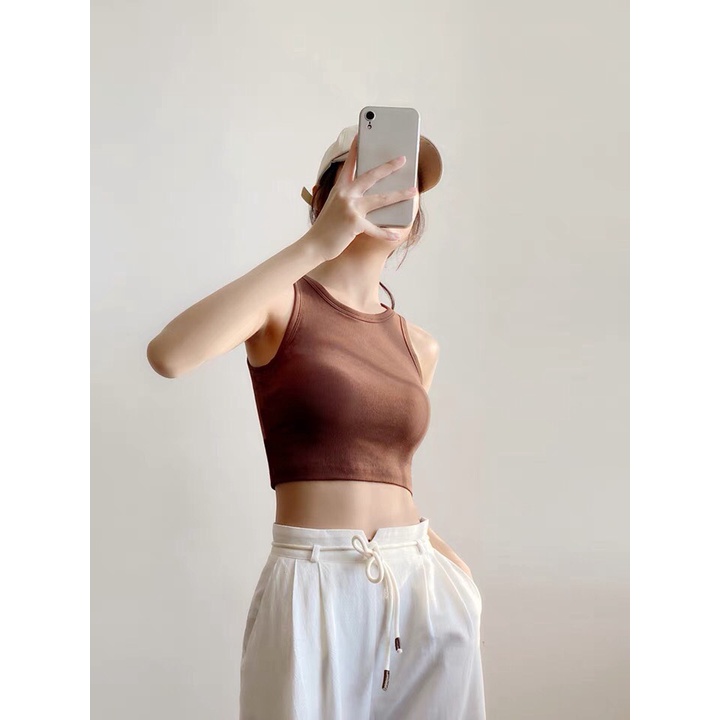 Áo ba lỗ sát nách croptop nữ CANA ôm body, chất borip 100% cotton cao cấp, 6 màu trẻ trung C1