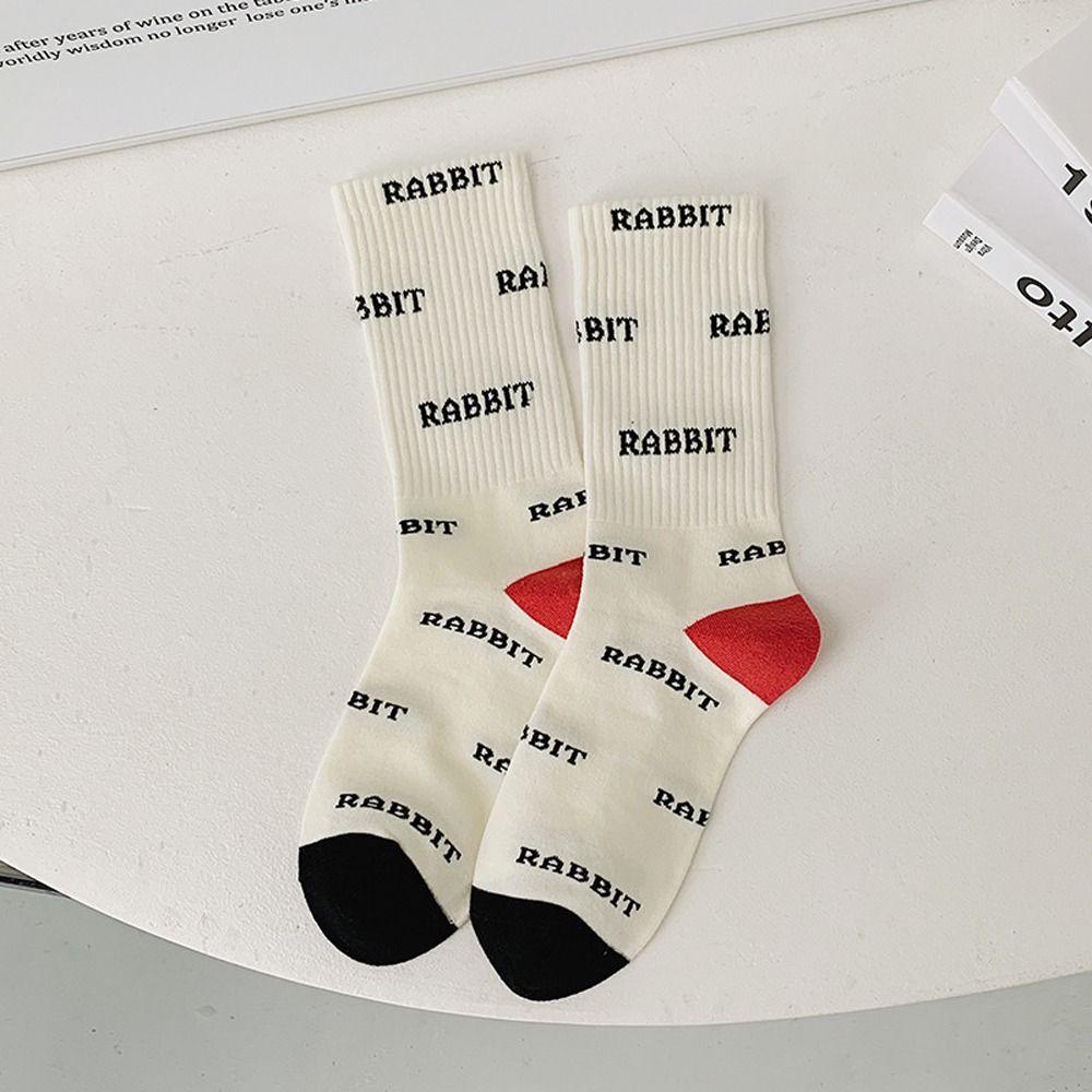 AROMA Đôi Vớ Thoáng Khí Họa Tiết Caro Và Thỏ Phong Cách Nhật Bản Cho Nữ