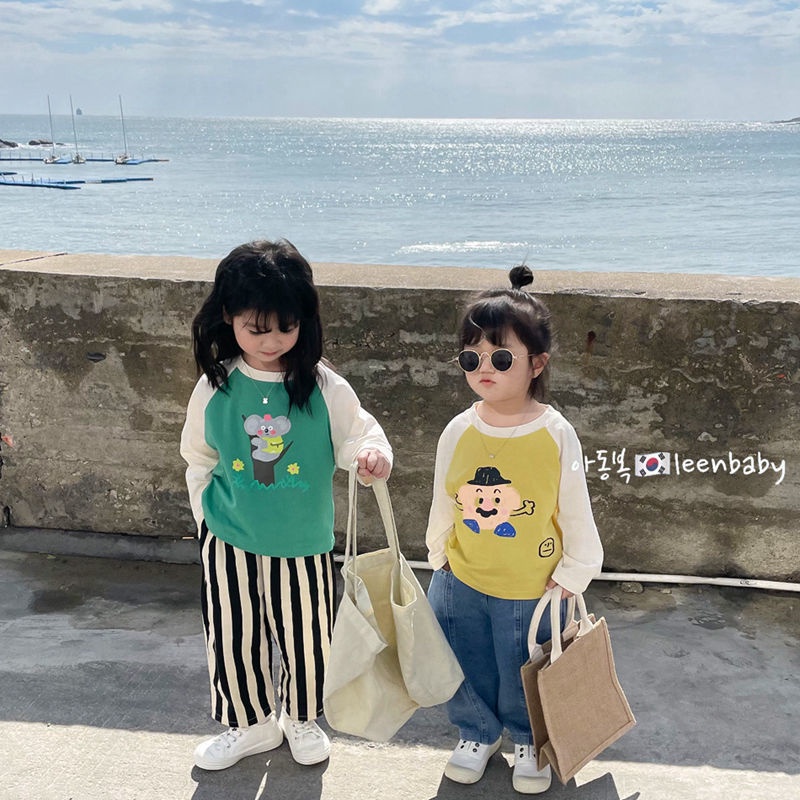 Áo Thun Cotton Tay Dài In Hình Mặt Cười Hoạt Hình Phong Cách Nhật Bản Dành Cho Trẻ Em