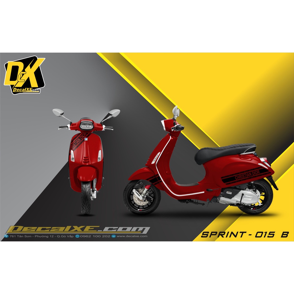 Tem dán xe VESPA SPRINT | Chất Liệu Decal Cao Cấp Chống Nước, Bền Màu, Cắt Khuôn Sẵn Dễ Dán | VESPASPRINT-0015