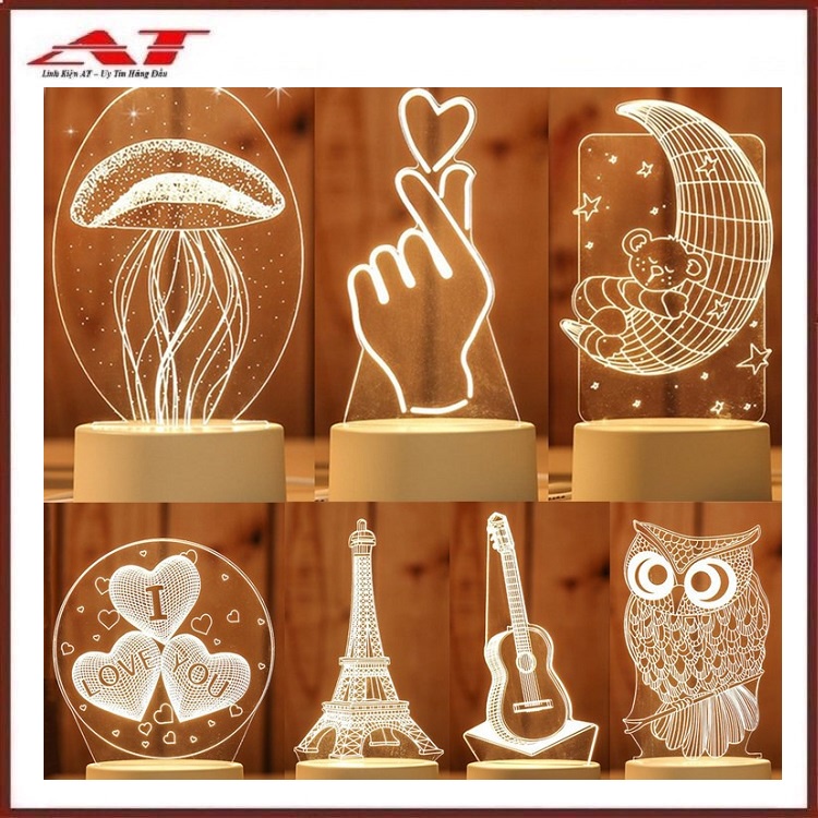 ĐÈN NGỦ LED 3D NHIỀU HÌNH. - AT