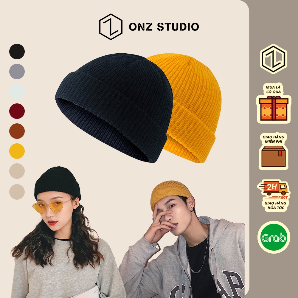 Nón len ONZ dệt kim - Mũ len Beanie nam nữ dáng ngắn nhiều màu phong cách Hàn Quốc thiết kế đơn giản ML01