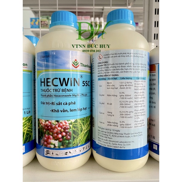 Hecwin 5SC chai 1lít - Thanh Sơn Hóa Nông – thuốc đặc trị bệnh rỉ sắt, phấn trắng, nấm hồng