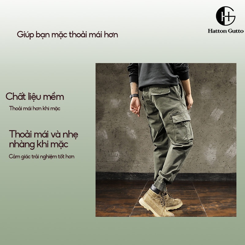Hatton Gutto Quần Jogger Màu Sắc Xanh Lá Quân Đội Phong Cách Cổ Điển Size M-5XL Cho Nam