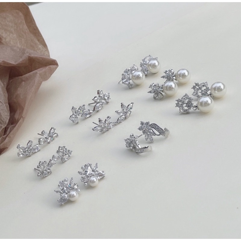 Bông tai mạ bạc đính đá zircon cao cấp