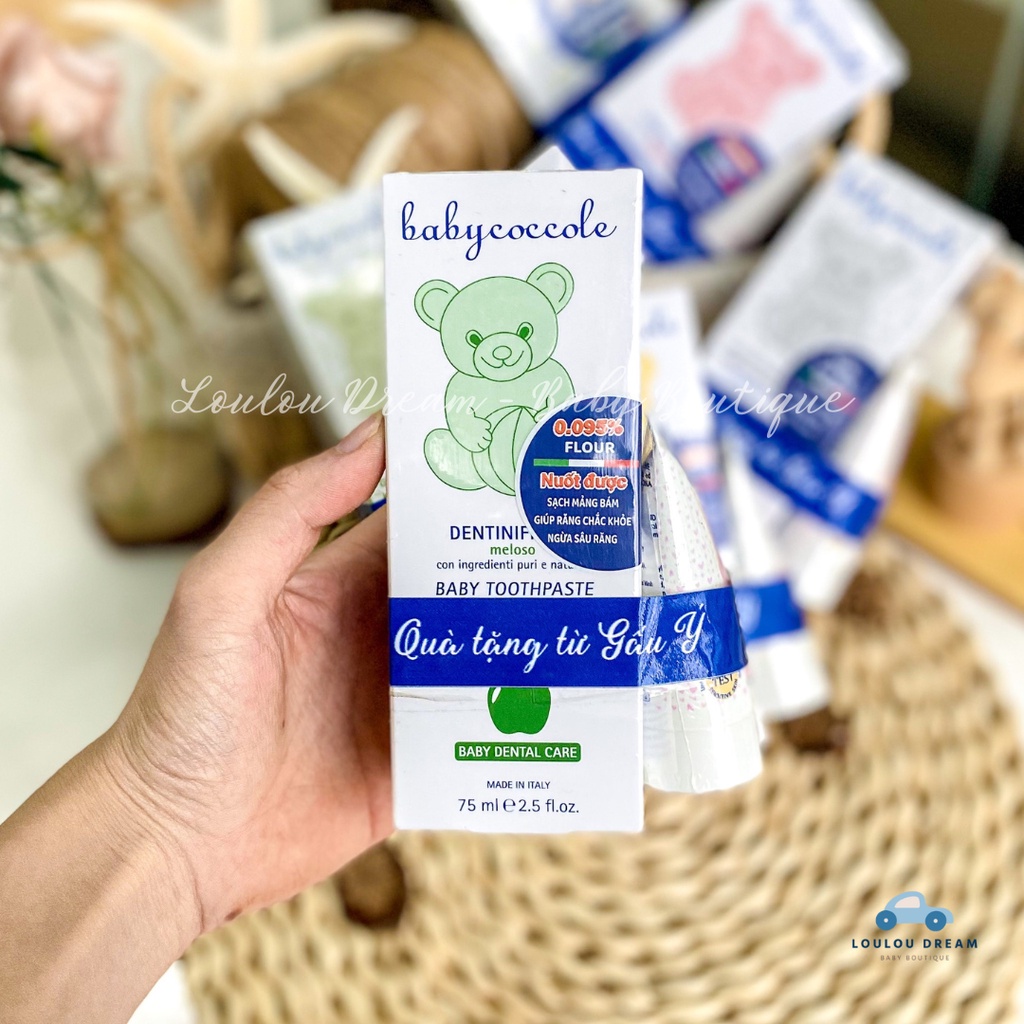 Kem đánh răng Babycoccole Italy 3 vị cho bé từ 1 tuổi 75ml [CHÍNH HÃNG]