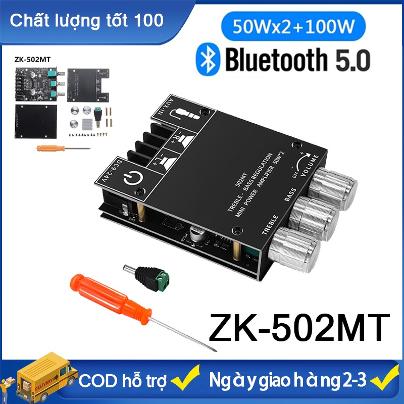 【Việt Nam gửi】ZK-502MT Bộ khuếch đại nhỏ bluetooth 5.0 Bộ khuếch đại loa siêu trầm Bộ khuếch đại 2x50W Bộ khuếch đại blu