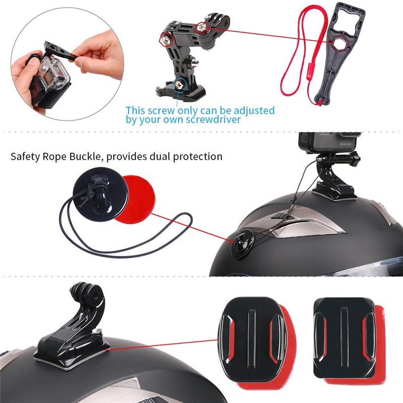 Bộ Giá Đỡ Camera Hành Trình GoPro Hero 11 10 9 8 7 6 5 4 Xiaomi Yi Gắn Mũ Bảo Hiểm Xe Mô Tô