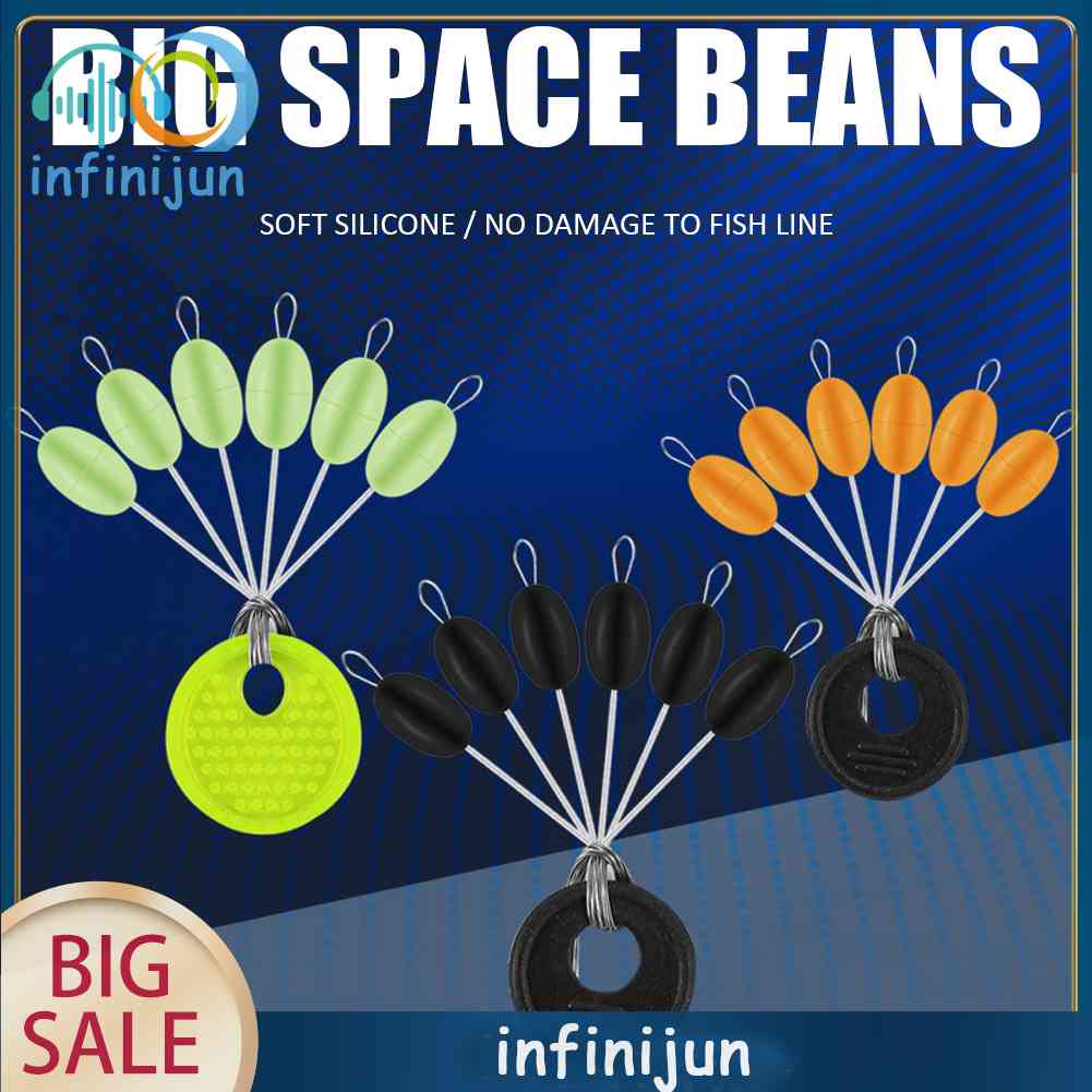 Set 60 / 10 Nút Chặn Mồi Câu Cá Bằng Silicone Hình Hạt Đậu