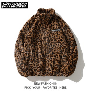 Áo Khoác Lông Cừu Dày Dáng Rộng In Họa Tiết Da Báo Kiểu Đường Phố Nhật Hàn Thời Trang Thu Đông Cho Các Cặp Đôi