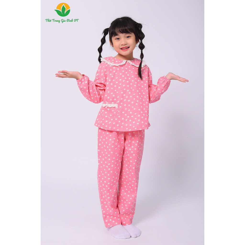 Bộ pijama Việt Thắng quần dài, áo dài bé gái COTTON B70.2212