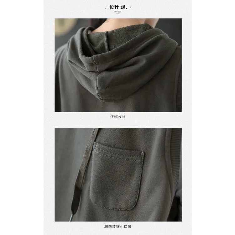 Áo Hoodie Không Tay Thiết Kế Mới Dáng Rộng Năng Động Thời Trang Dành Cho Nữ