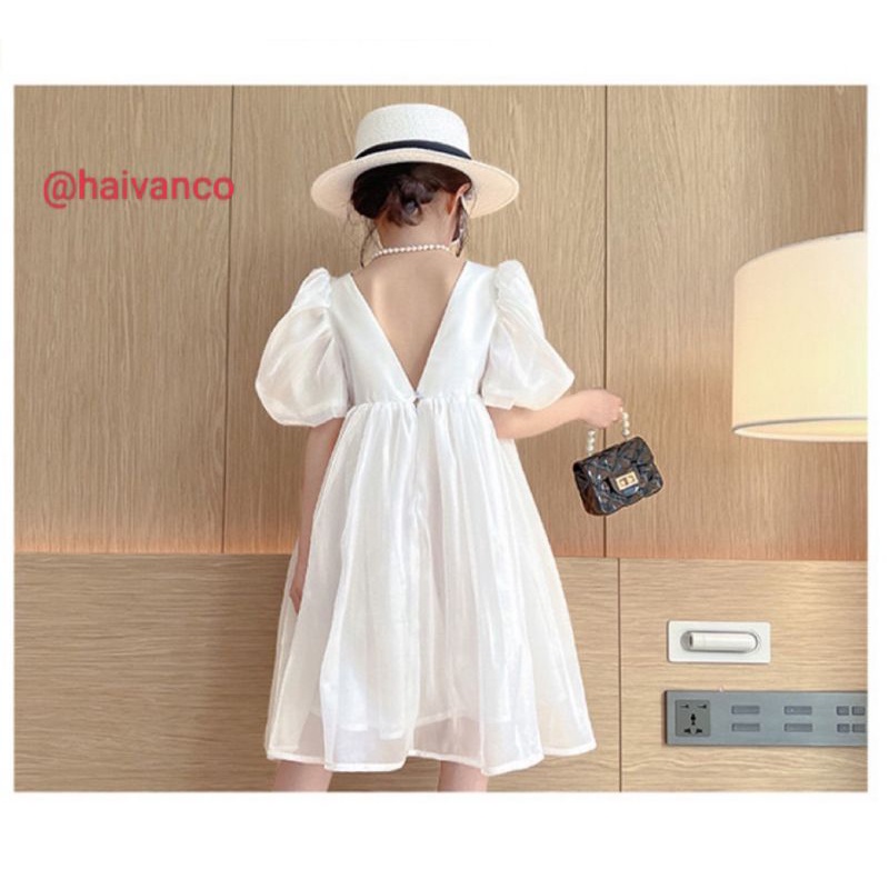 Đầm váy xòe công chúa cao cấp voan tơ mềm mại và thoáng mát haivanco cho bé gái 10 đến 40 kg đi học đi chơi đều đẹp