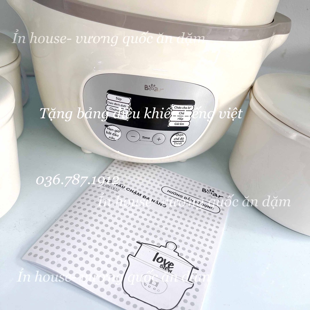 [tặng sổ tay] Nồi Nấu cháo chậm Bear 1,6l bản quốc tế bảo hành 18m đầy đủ phụ kiện ỈN HOUSE