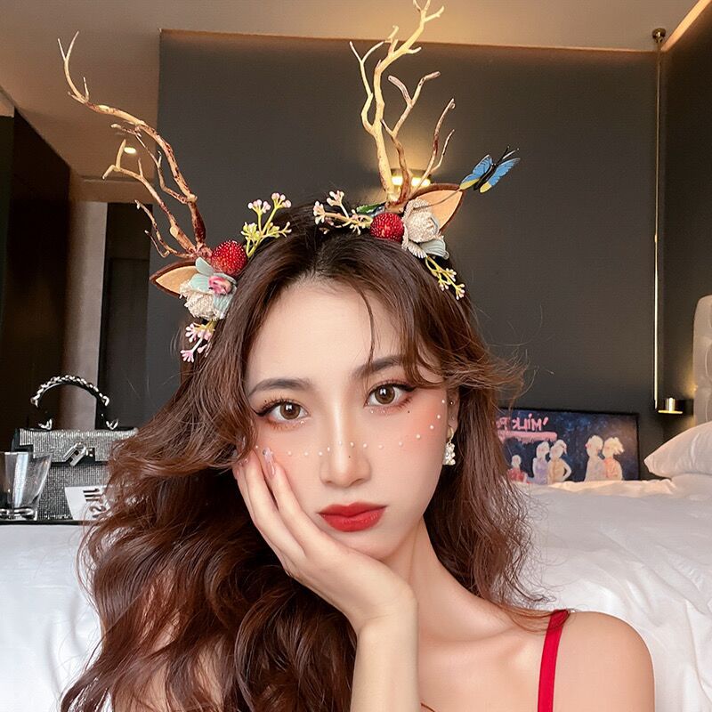 Băng đô cài tóc BƠ STORE bờm noel hình sừng tuần lộc nhiều mẫu dễ thương