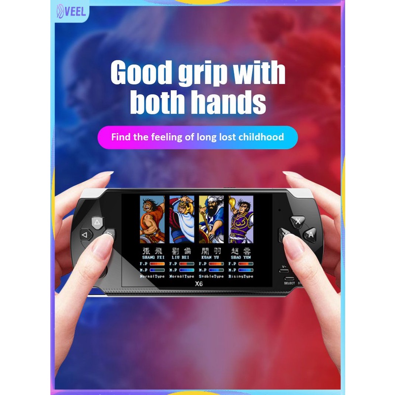 X6 Retro Tay Cầm Chơi Game 4.0 Inch Màn Hình Lớn Arcade Game Cổ Điển Máy Không Camera Veel