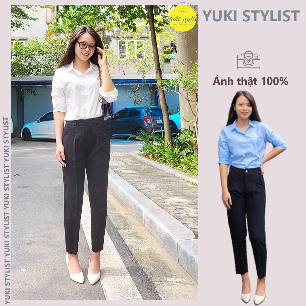 Quần baggy nữ ống đứng cạp cao siêu tôn dáng, quần tây công sở nữ Yuki Stylist