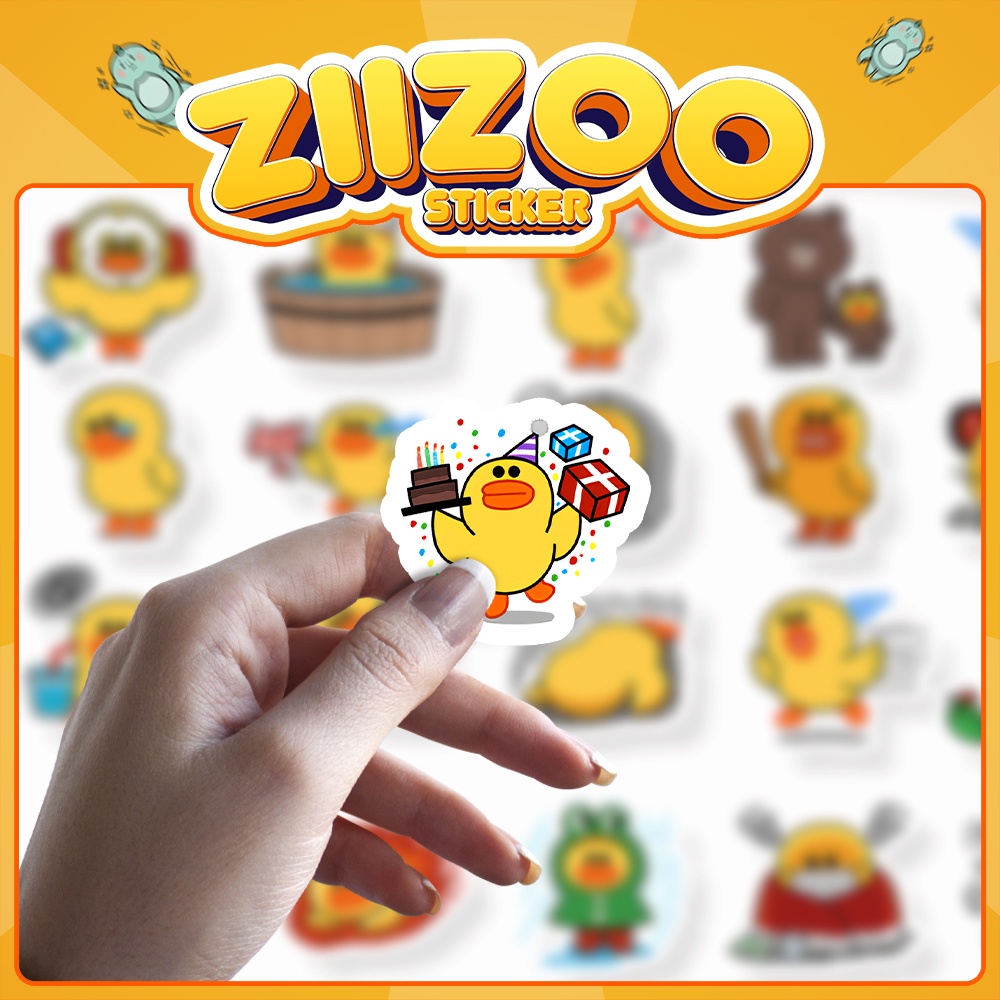 Set 20 Sticker Vịt Vàng Sally Cute, hình dán trang trí bình nước, điện thoại, laptop, mũ bảo hiểm, sticker làm quà tặng