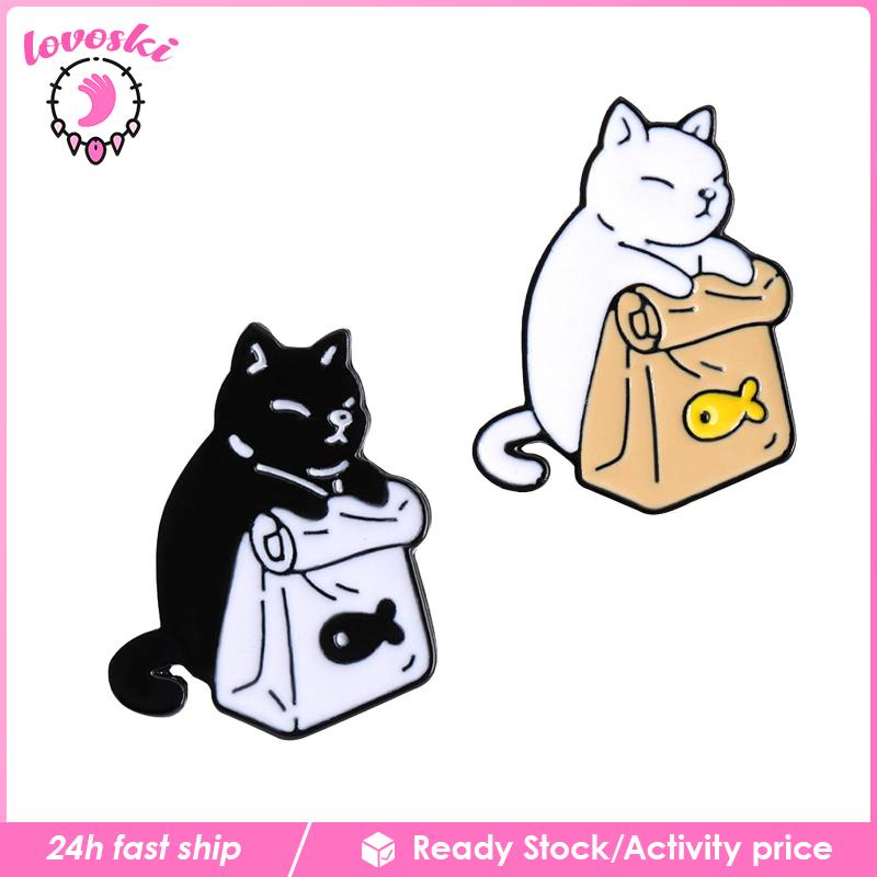 Set 2 Ghim Cài Áo Hình Mèo Tráng Men Dễ Thương
