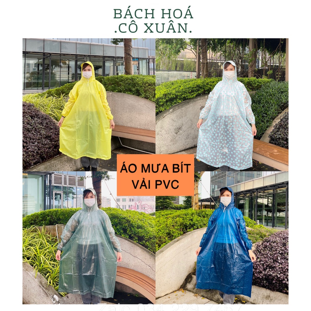 ÁO MƯA BÍT Vải PVC ( 4 MẪU 20 MÀU) Cao Cấp Dày Dặn Chống Nước Cực Tốt