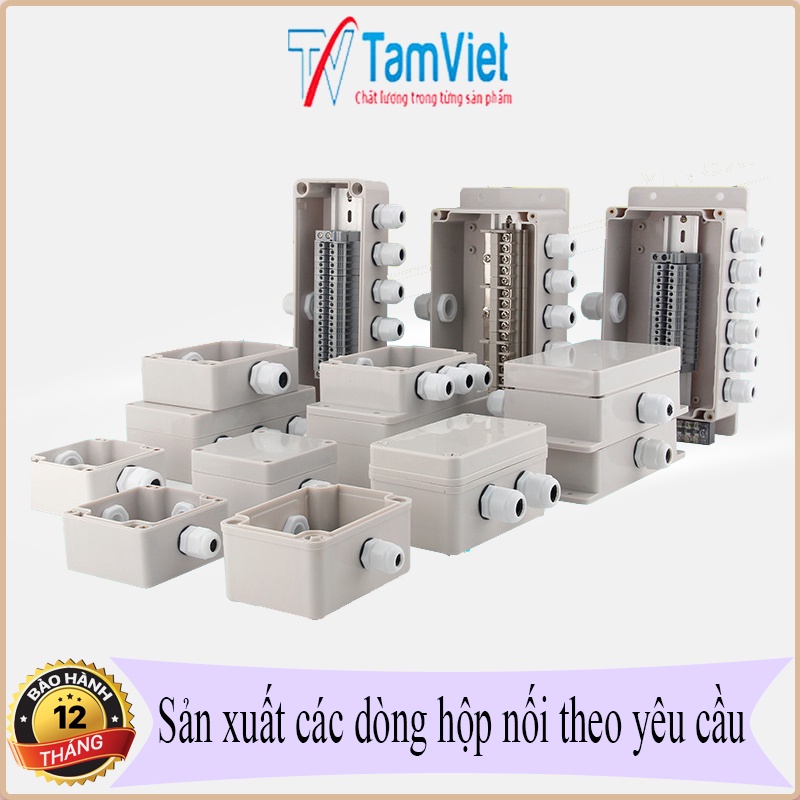 Hộp nối dây điện chia 4, hộp đấu nối dây điện chống thấm có 5 cầu đấu mắt ghép ngoài trời