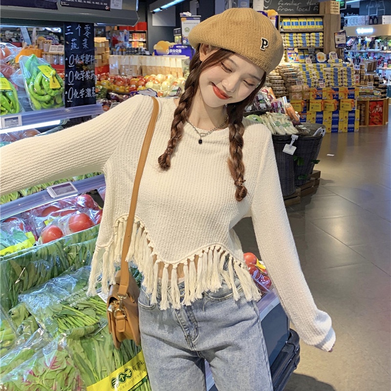 Áo Sweater Dệt Kim Tay Dài Phong Cách Hàn Quốc Thời Trang Mùa Thu Cho Nữ