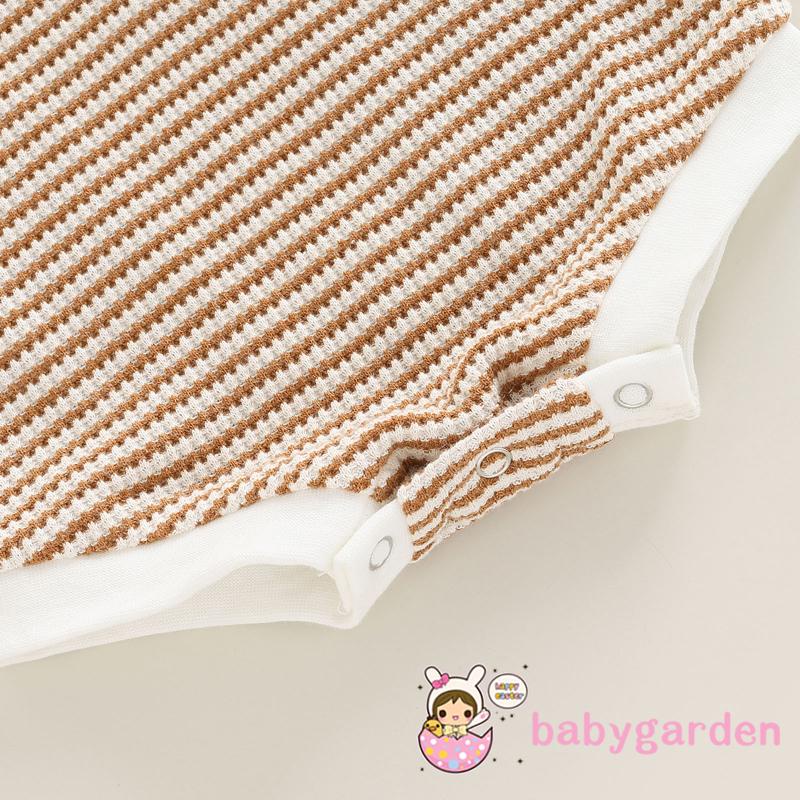 Bộ Áo Liền Quần Dài Tay Phối Bèo + Băng Đô Họa Tiết Kẻ Sọc Thời Trang Mùa Thu Cho Bé Gái 0-18 Tháng Tuổi