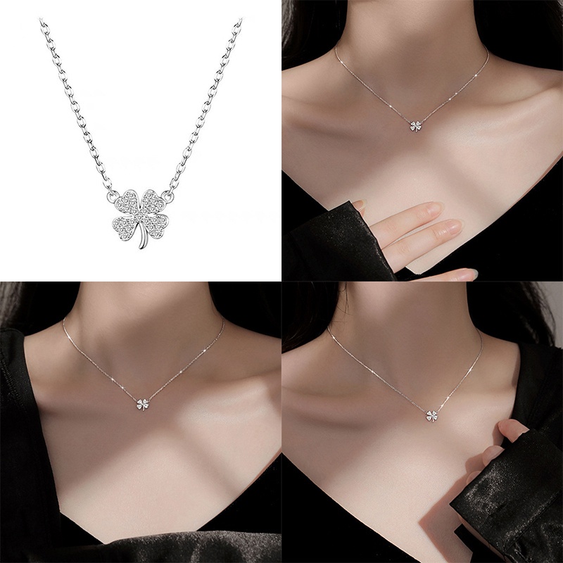 Vòng cổ Cỏ Bốn Lá May Mắn Dát Kim Cương Thời Trang Phong Cách Mới