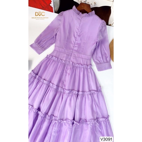 V3091 váy voan tơ màu tím