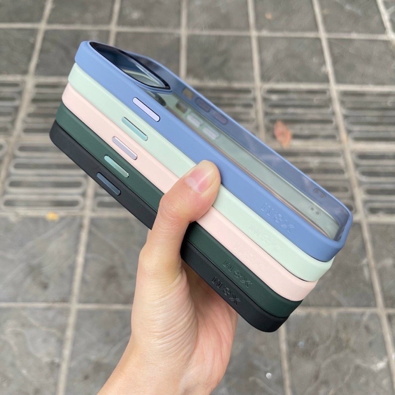 Ốp lưng X&M trong viền màu cho iPhone 14 Pro Max, 14 Pro, 14 Plus, 14 camera bọc nhôm siêu đẹp